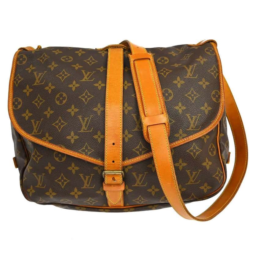 Louis Vuitton Saumur Handbag Brown Canvas Good condition - Front View
