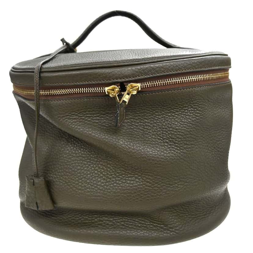 Hermès Intercity Victoria Travel Case Khaki Leather Good condition - Front View