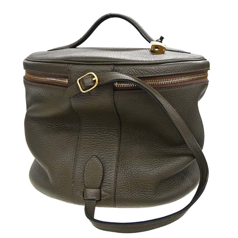 Hermès Intercity Victoria Travel Case Khaki Leather Good condition - Back View