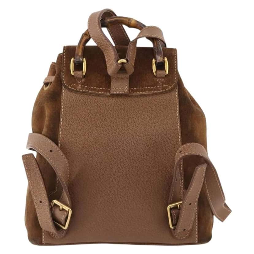 Gucci Gucci bamboo backpack Brown Suede Good condition - Back View