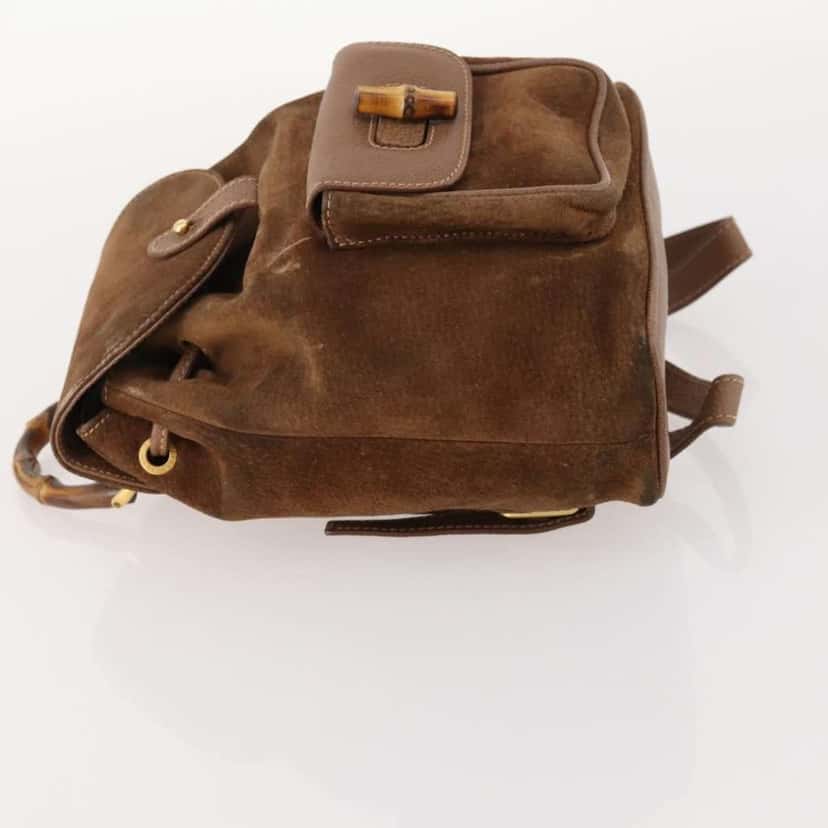 Gucci Gucci bamboo backpack Brown Suede Good condition - Model View