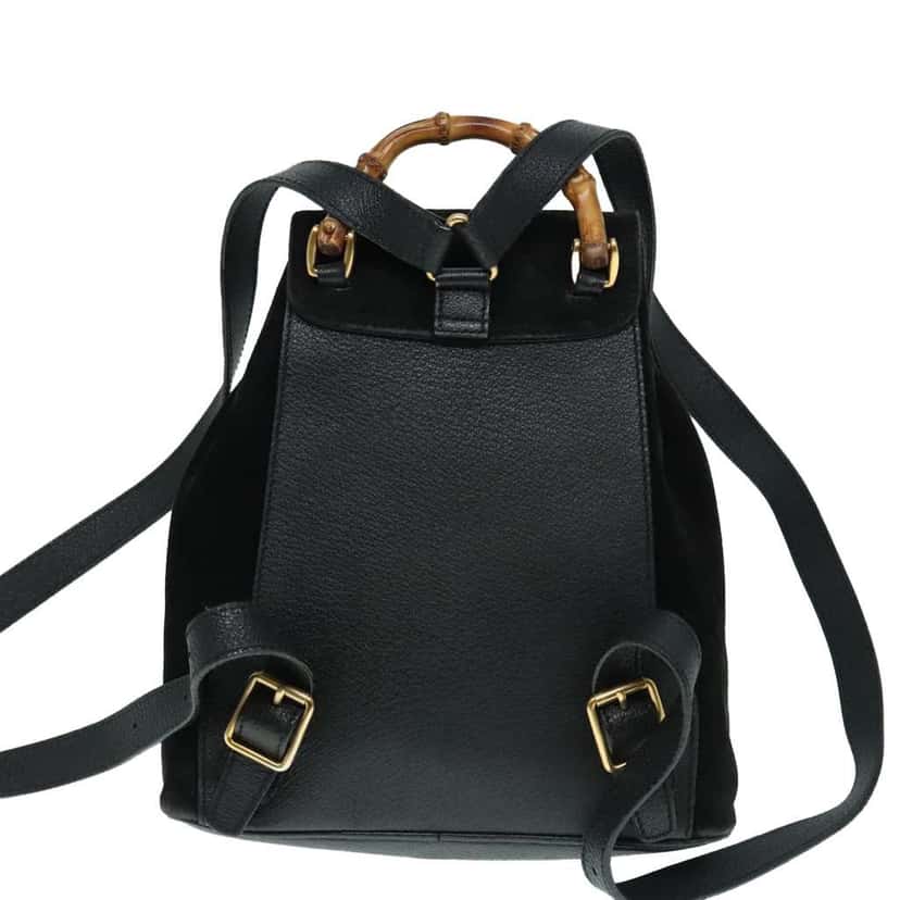 Gucci Gucci bamboo backpack Black Suede Good condition - Back View