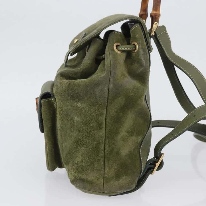 Gucci Gucci bamboo backpack Khaki Leather Good condition - Inside View