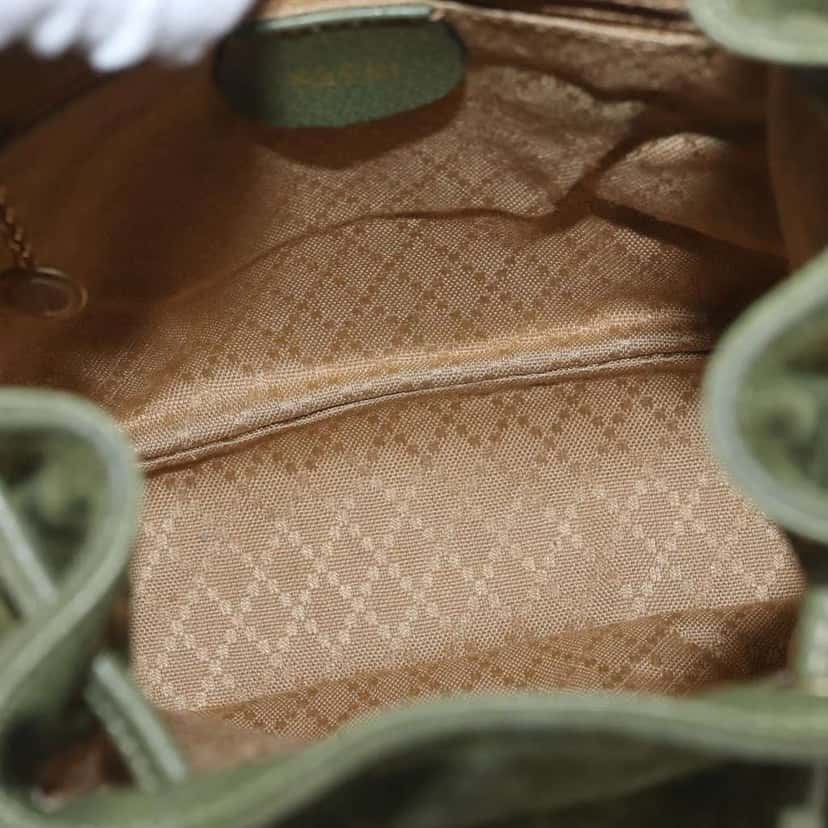 Gucci Gucci bamboo backpack Khaki Leather Good condition - Box View