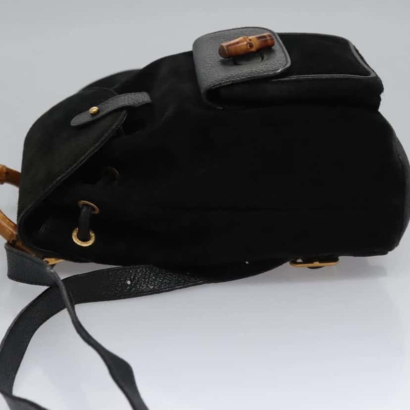 Gucci Gucci bamboo backpack Black Suede Good condition - Model View
