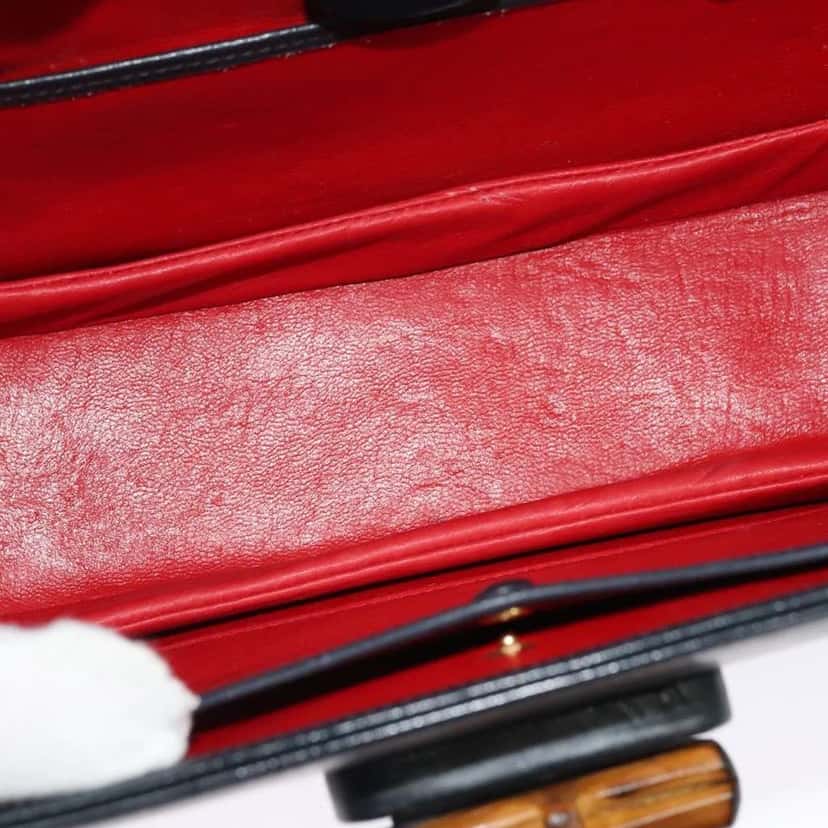 Gucci Vintage Convertible Bamboo Top Handle Bag Navy Leather Good condition - Box View