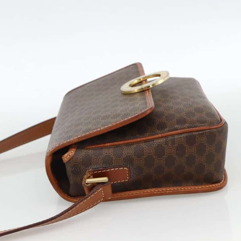 Celine Vintage Macadam Circle Logo Shoulder Bag Brown Canvas Fair condition - Inside View