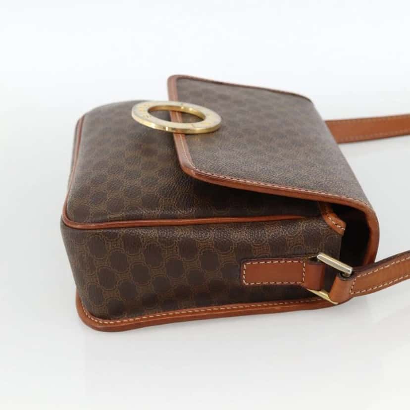 Celine Vintage Macadam Circle Logo Shoulder Bag Brown Canvas Fair condition - Model View