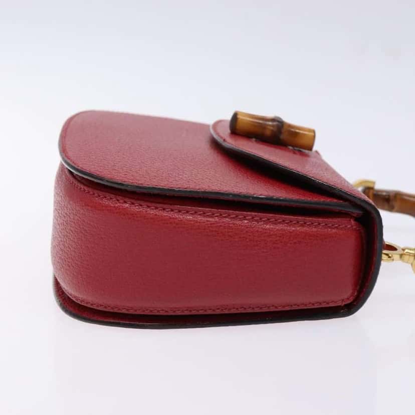 Gucci Vintage Convertible Bamboo Top Handle Bag Red Leather Good condition - Inside View