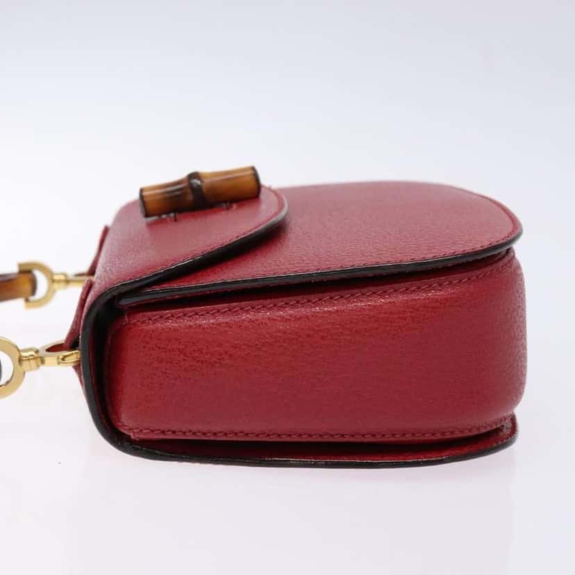 Gucci Vintage Convertible Bamboo Top Handle Bag Red Leather Good condition - Model View