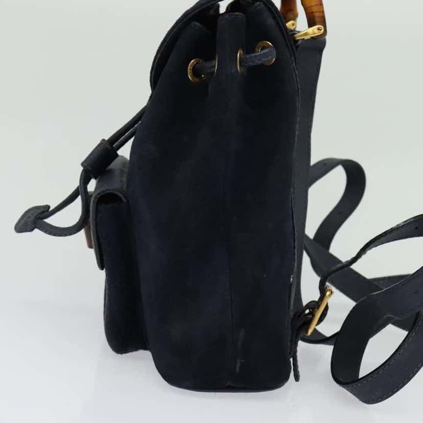Gucci Gucci bamboo backpack Navy Suede Good condition - Inside View
