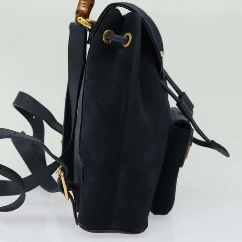 Gucci Gucci bamboo backpack Navy Suede Good condition - Model View