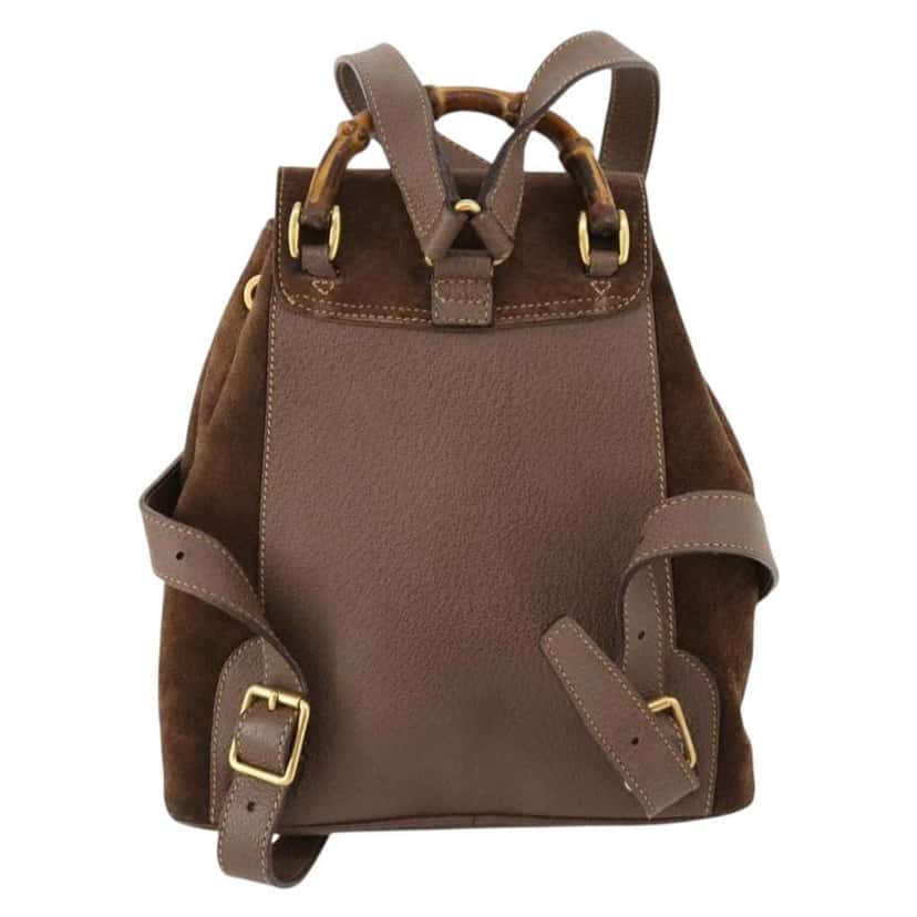 Gucci Gucci bamboo backpack Brown Suede Good condition - Back View