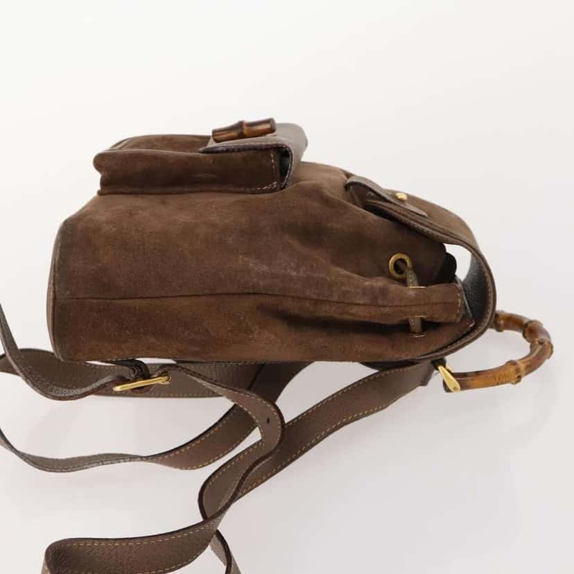 Gucci Gucci bamboo backpack Brown Suede Good condition - Inside View