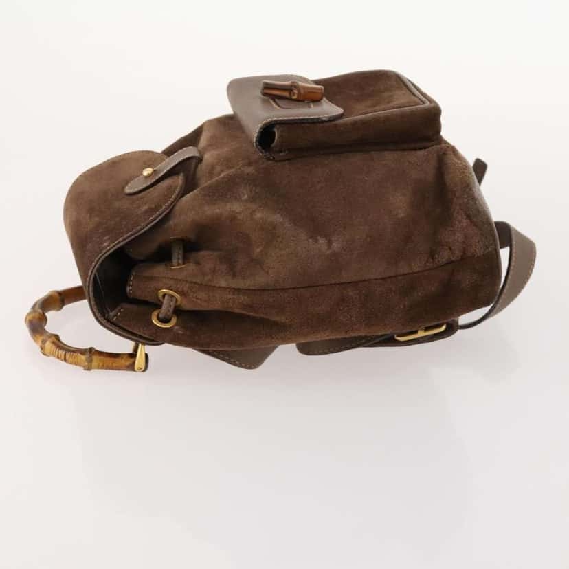 Gucci Gucci bamboo backpack Brown Suede Good condition - Model View