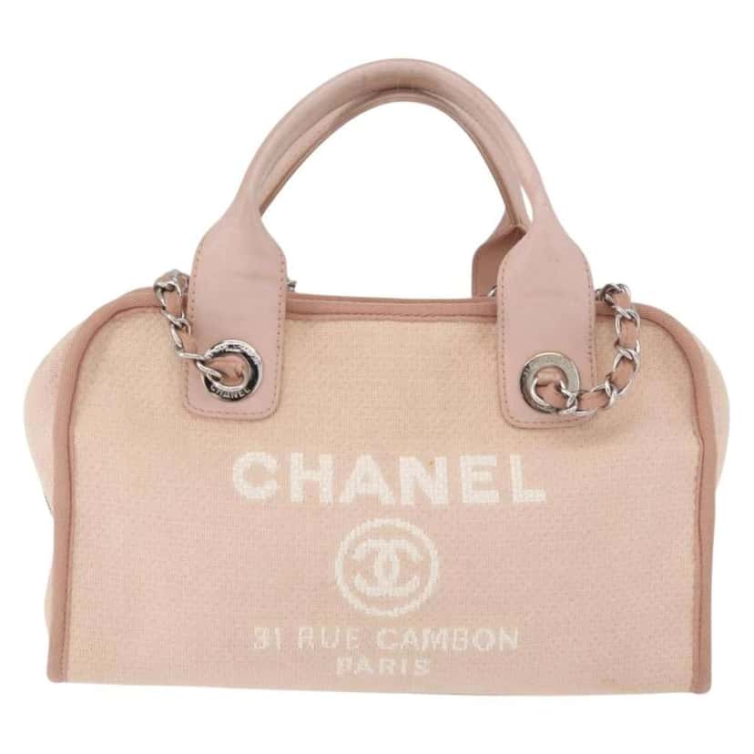 Chanel Deauville Bowling Bag Beige Canvas Good condition - Front View