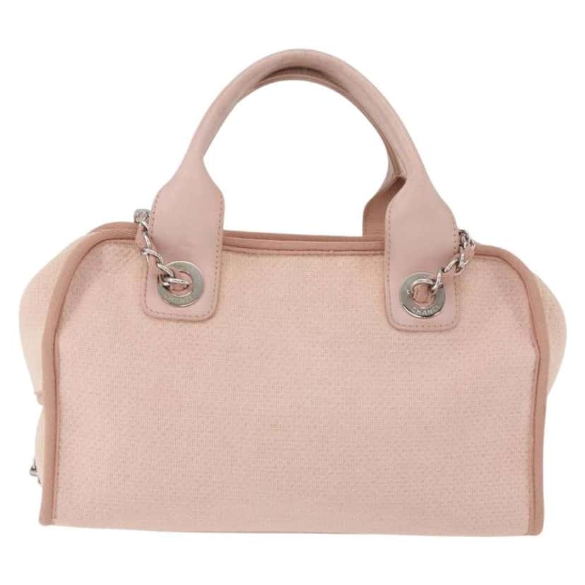Chanel Deauville Bowling Bag Beige Canvas Good condition - Back View