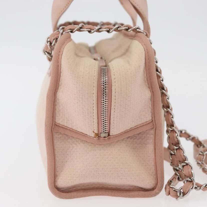 Chanel Deauville Bowling Bag Beige Canvas Good condition - Model View