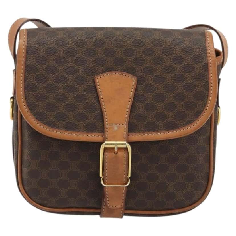 Celine Vintage Macadam Shoulder Bag Brown Canvas Good condition - Front View