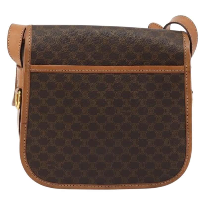 Celine Vintage Macadam Shoulder Bag Brown Canvas Good condition - Back View