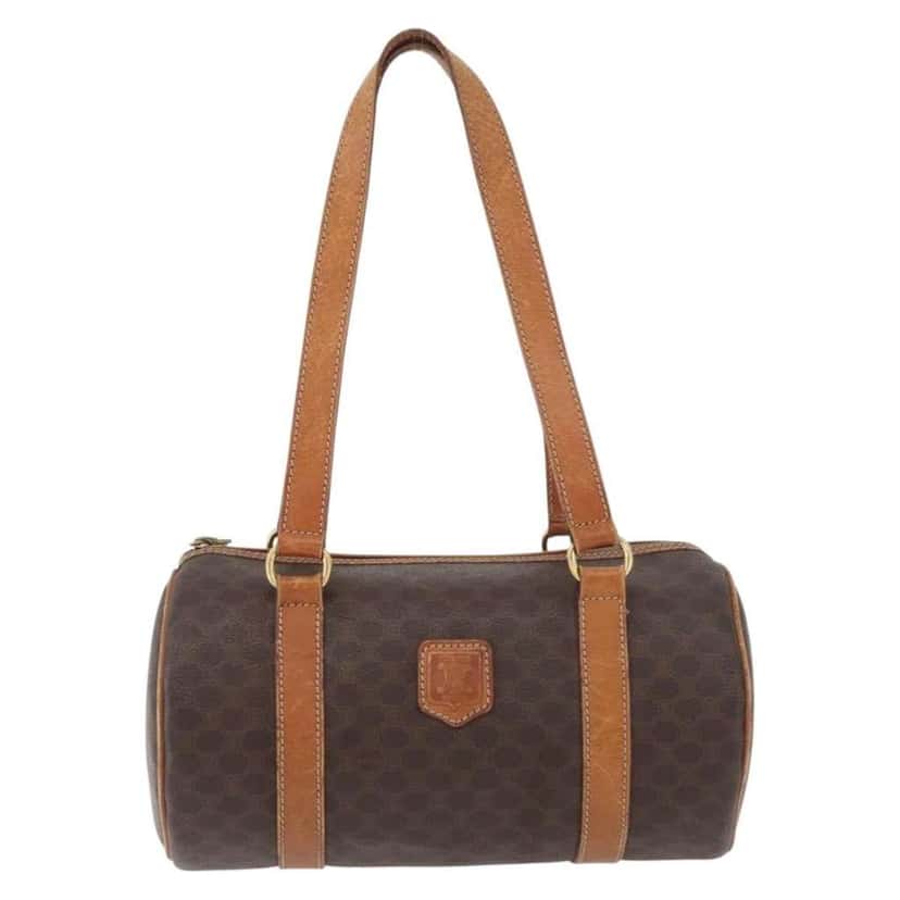 Celine Vintage Macadam Shoulder Bag Brown Canvas Good condition - Front View