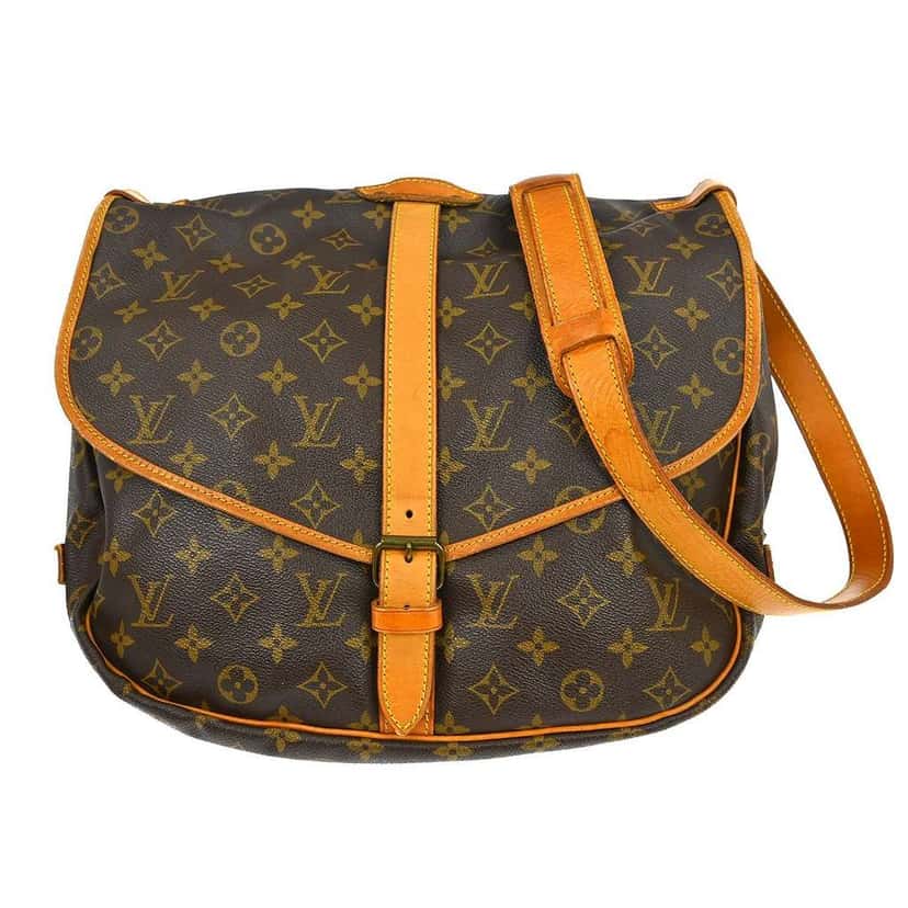 Louis Vuitton Saumur Handbag Brown Canvas Good condition - Front View