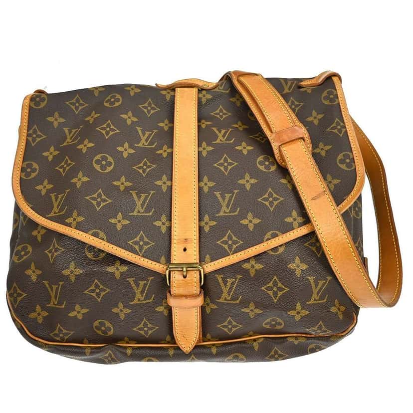 Louis Vuitton Saumur Handbag Brown Canvas Good condition - Front View