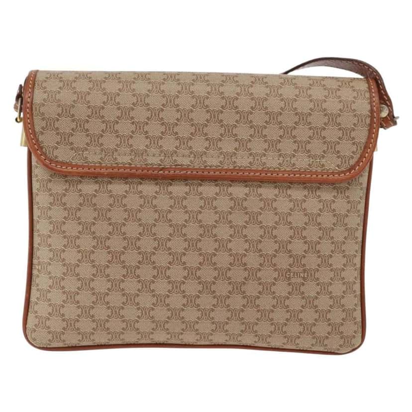 Celine Vintage Macadam Shoulder Bag Beige Canvas Good condition - Back View