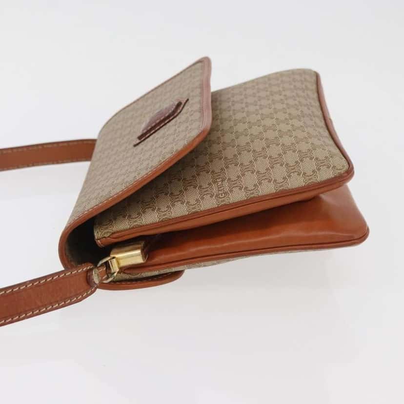 Celine Vintage Macadam Shoulder Bag Beige Canvas Good condition - Model View