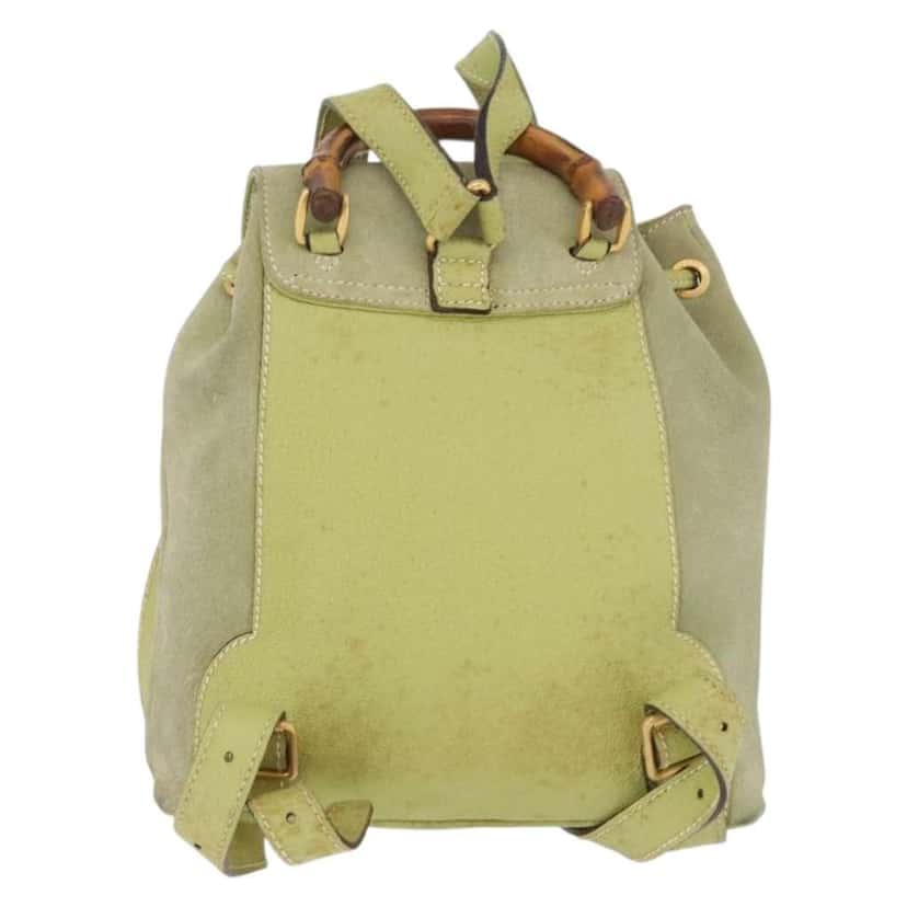Gucci Gucci bamboo backpack Green Suede Good condition - Back View