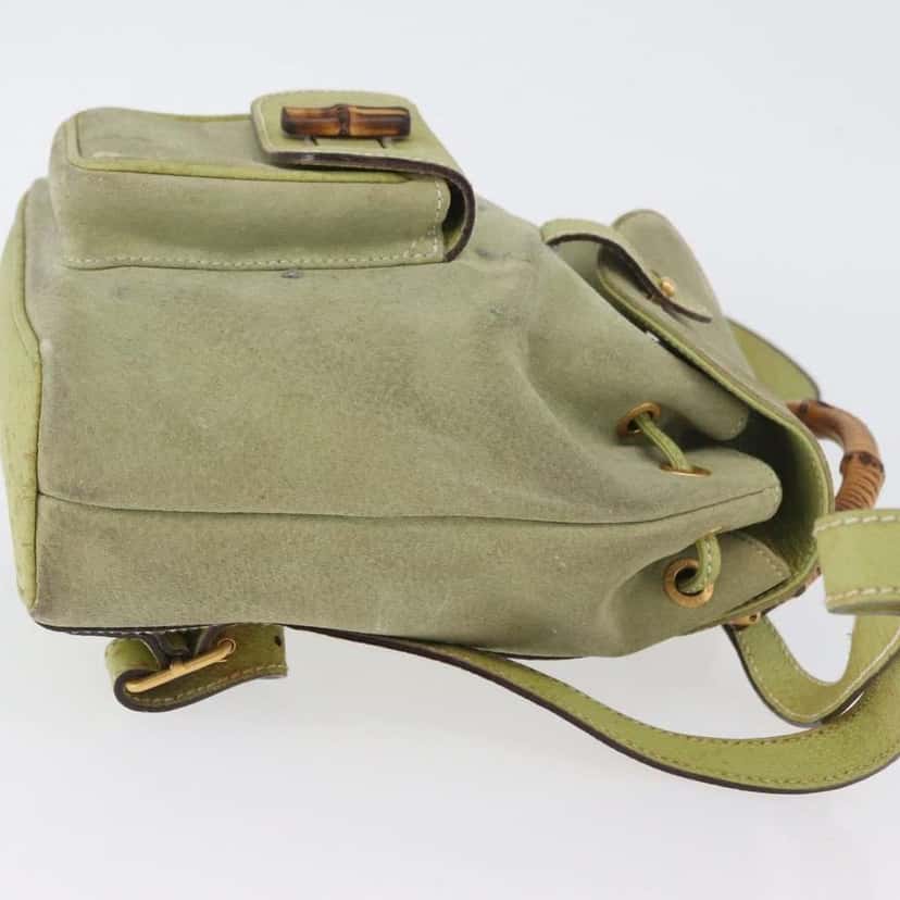 Gucci Gucci bamboo backpack Green Suede Good condition - Inside View