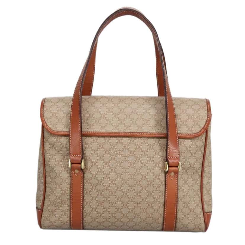 Celine Vintage Macadam Handbag Beige Canvas Good condition - Back View