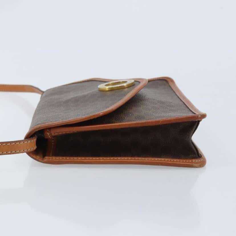 Celine Vintage Macadam Circle Logo Shoulder Bag Brown Canvas Good condition - Model View