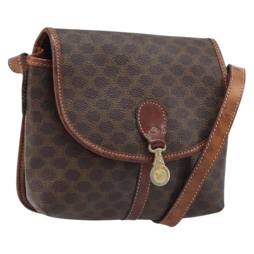 Celine Vintage Macadam Shoulder Bag Brown Canvas Good condition - Front View