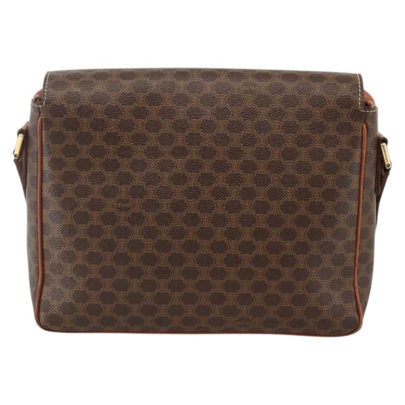 Celine Vintage Macadam Circle Logo Shoulder Bag Brown Canvas Good condition - Back View