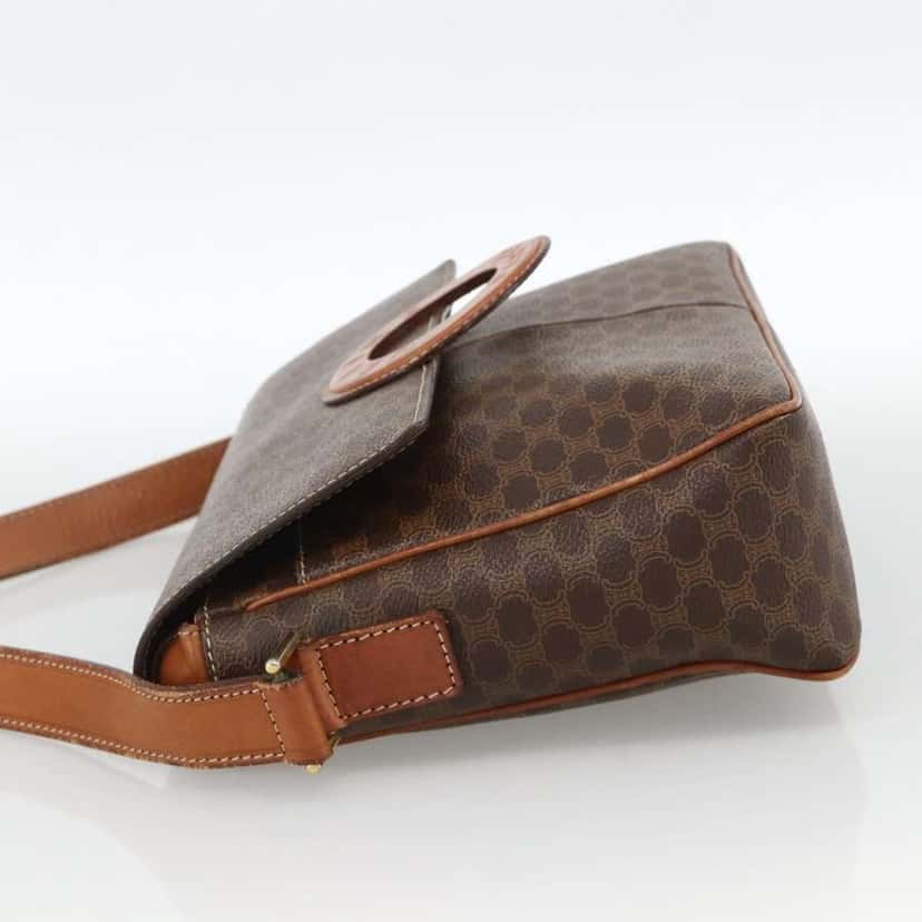 Celine Vintage Macadam Circle Logo Shoulder Bag Brown Canvas Good condition - Inside View