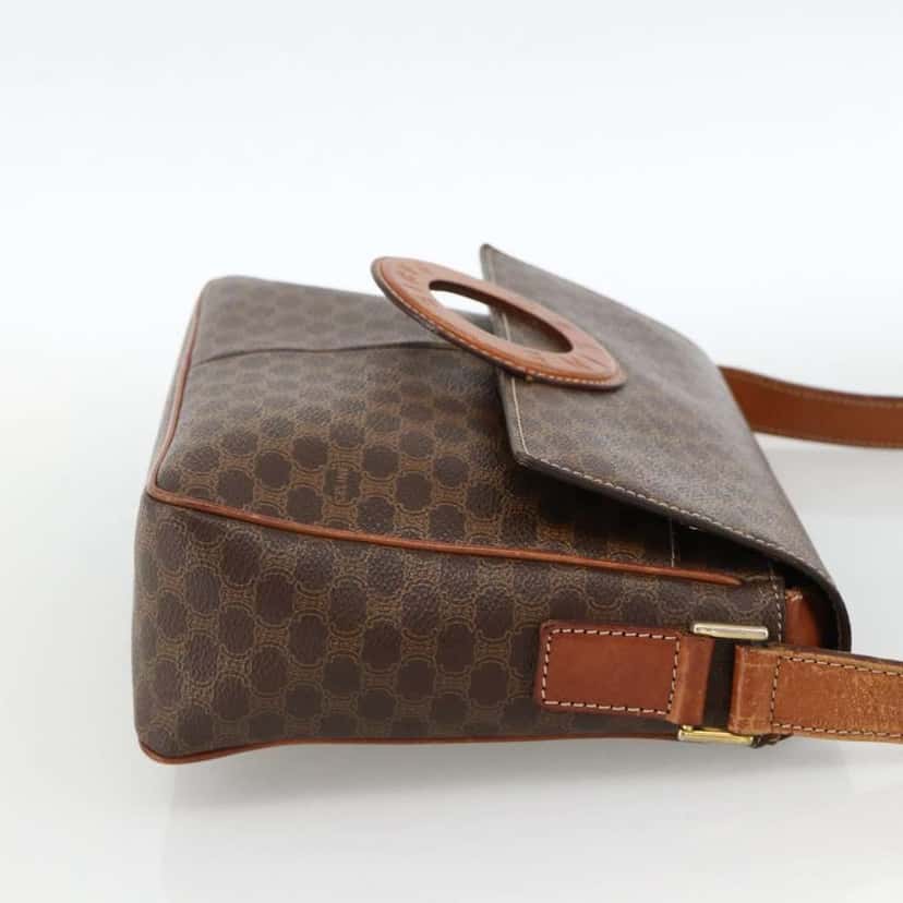 Celine Vintage Macadam Circle Logo Shoulder Bag Brown Canvas Good condition - Model View