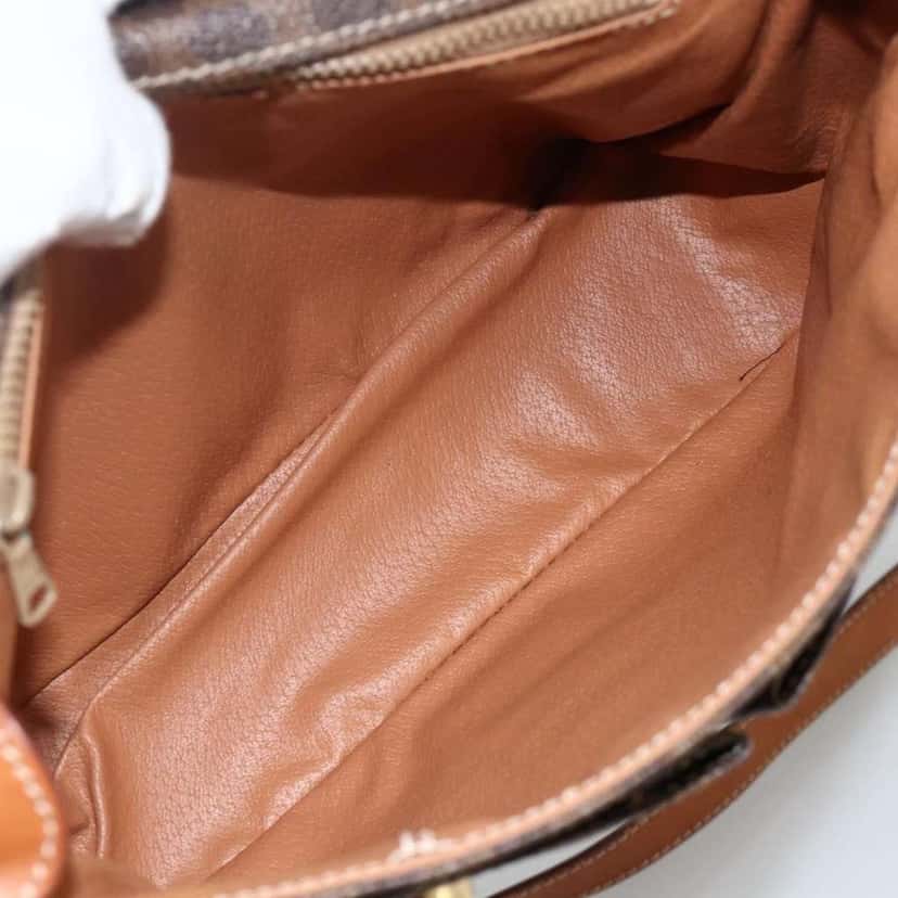 Celine Vintage Macadam Circle Logo Shoulder Bag Brown Canvas Good condition - Box View