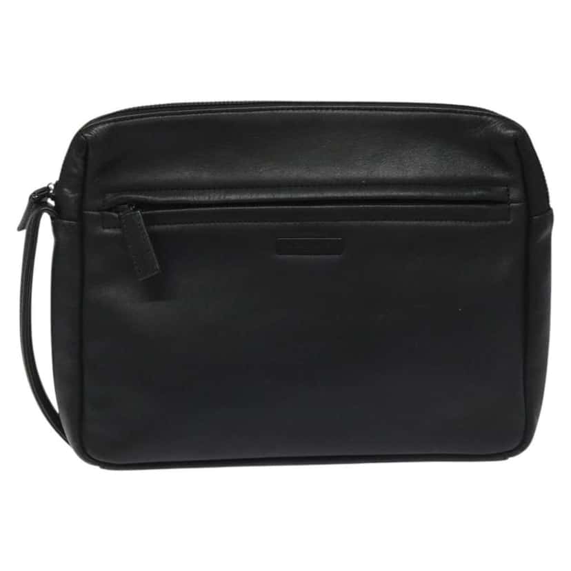 Balenciaga Vintage Pouch Black Leather Good condition - Front View