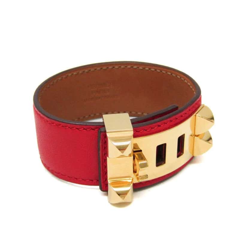 Hermès Collier de Chien 24 Bracelet Red Leather Good condition - Front View