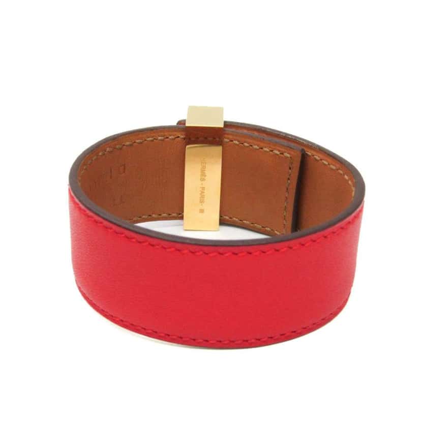 Hermès Collier de Chien 24 Bracelet Red Leather Good condition - Back View