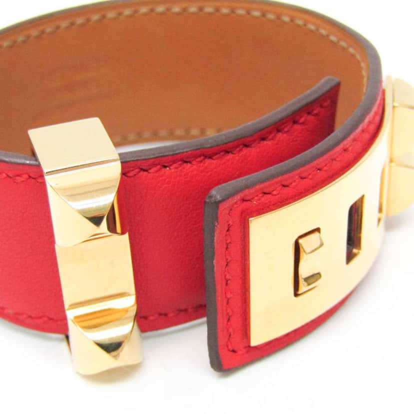 Hermès Collier de Chien 24 Bracelet Red Leather Good condition - Inside View