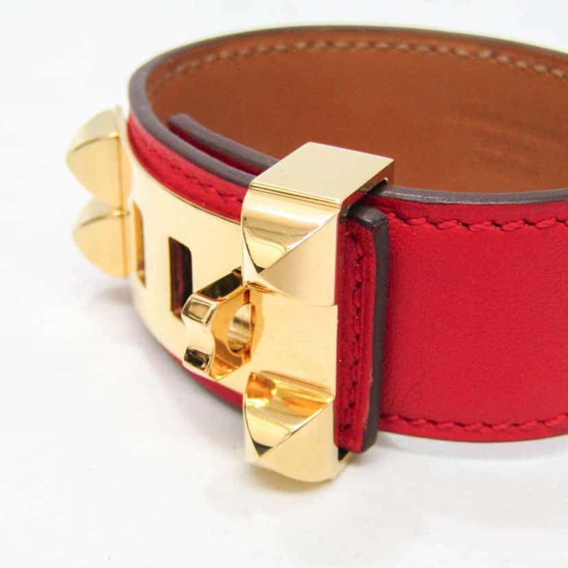 Hermès Collier de Chien 24 Bracelet Red Leather Good condition - Model View