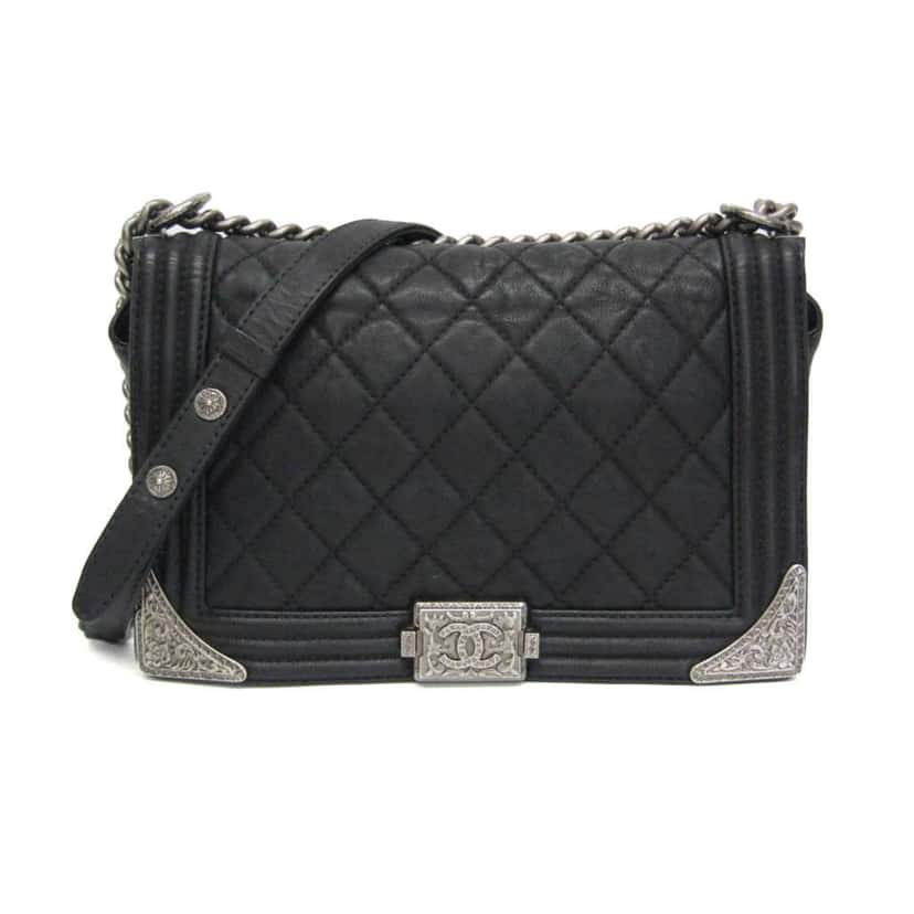 Chanel Paris-Dallas Boy Flap Bag Black Leather Good condition - Front View
