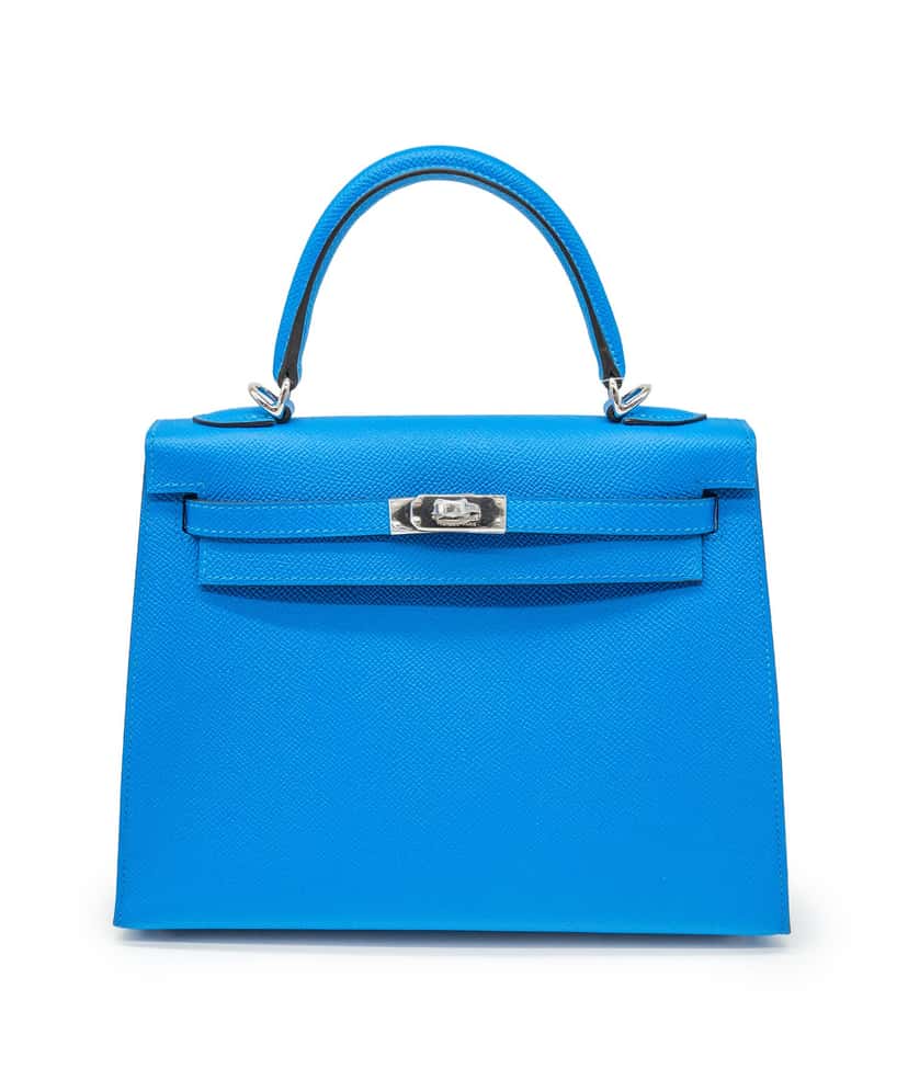 Hermès Kelly25 Epsom Blue Hydra Silver Hardware 2025 (Stamp K) Blue Leather Never worn - Back View