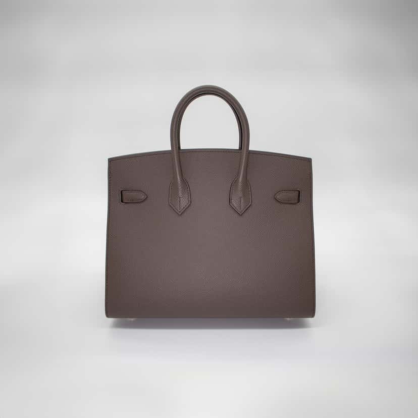 Hermès Birkin 25 Epsom Leather Gris Etain Gold HW 2023 Stamp B Brown Leather Very good condition - Back View