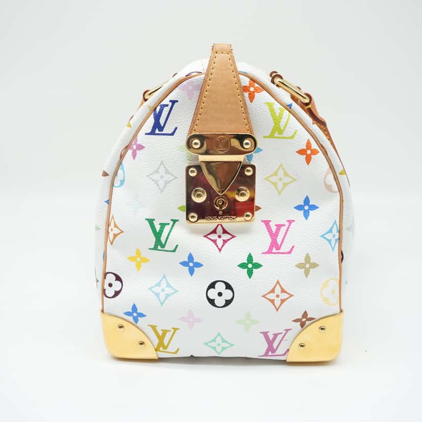 Louis Vuitton White Monogram Multicolor Canvas Speedy 30 Bag M92643 MultiColor Canvas Good condition - Back View