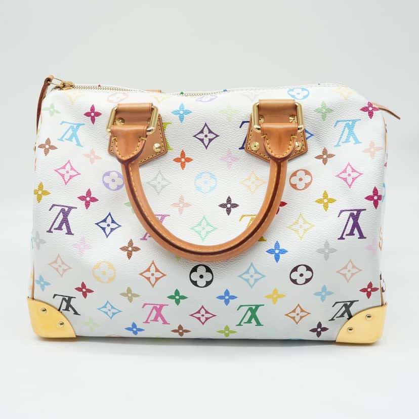 Louis Vuitton White Monogram Multicolor Canvas Speedy 30 Bag M92643 MultiColor Canvas Good condition - Inside View