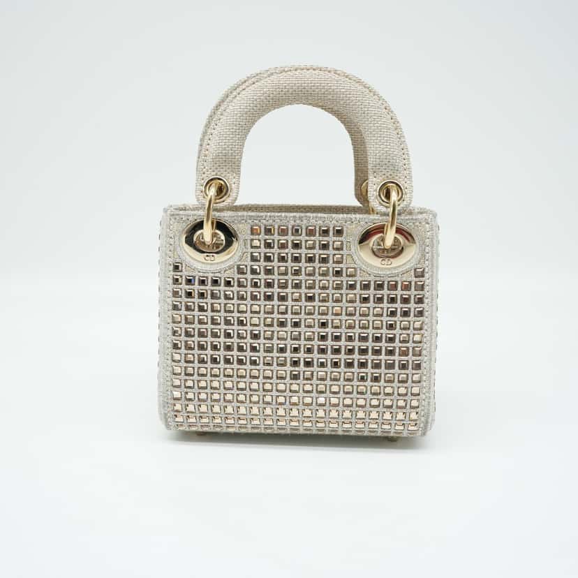 Dior Lady Dior Micro Shiny Handbag Beige Canvas Good condition - Inside View
