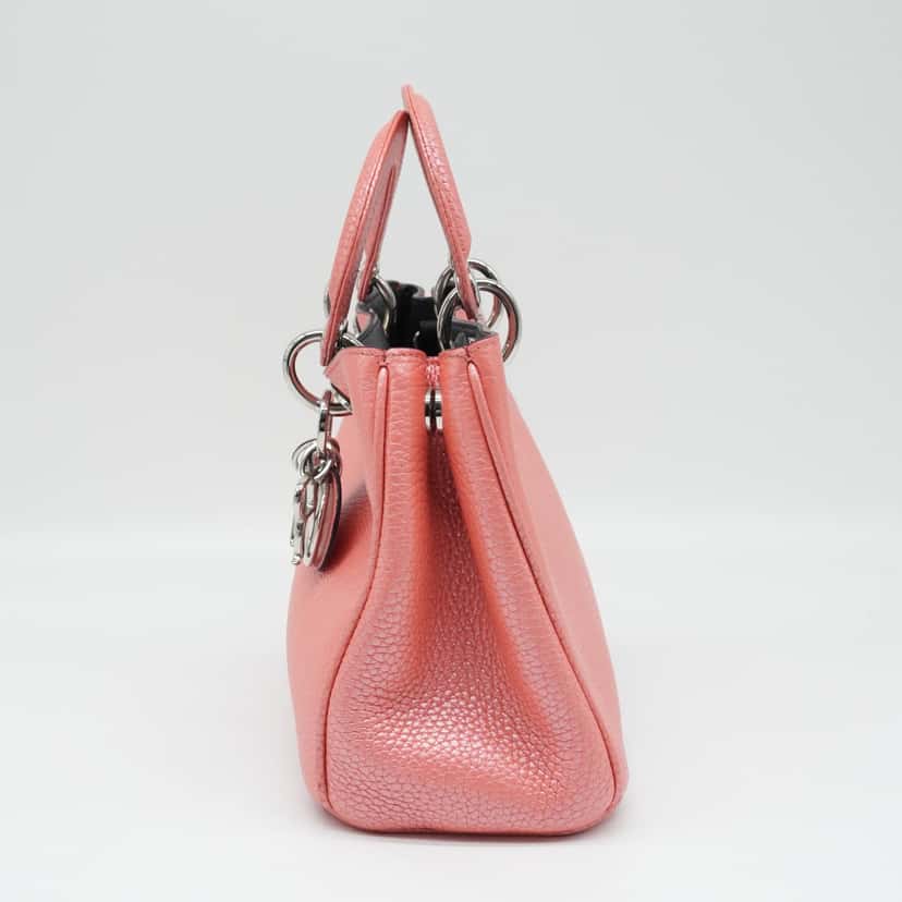 Christian Dior Pink Leather Small Diorissimo Shopper Tote Pink Leather Good condition - Back View